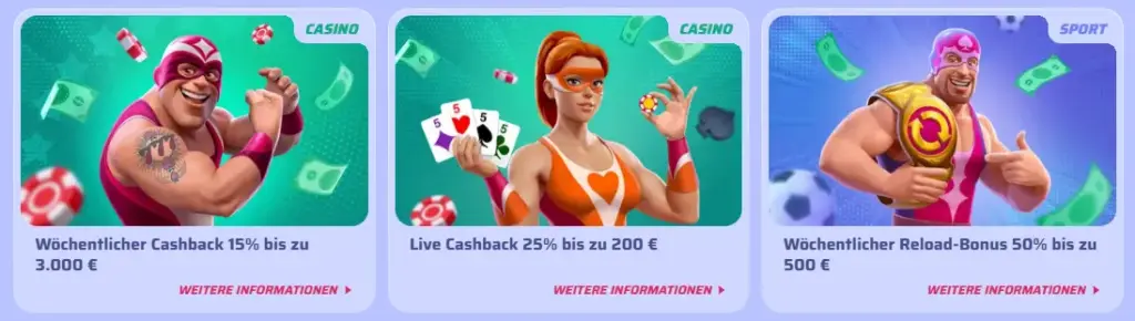 Casino Cashback – teilweise Rückerstattung von Verlusten gemäss Bedingungen